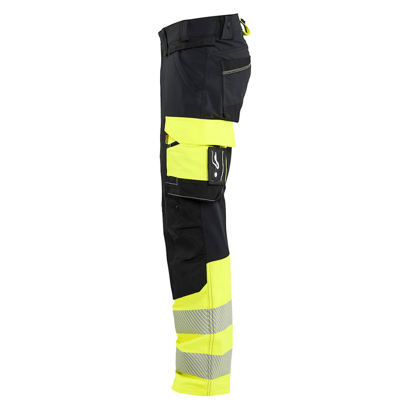 Blaklader 1126 Hi-Vis 4-Way Stretch Kneepad Trousers Black/Yellow - Apparel & Accessories > Clothing > Uniforms > Contractor Pants & Coveralls HI-VIS TROUSERS