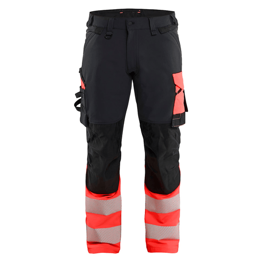 Blaklader 1126 Hi-Vis 4-Way Stretch Kneepad Trousers Black/Red - Apparel & Accessories > Clothing > Uniforms > Contractor Pants & Coveralls HI-VIS TROUSERS