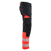 Blaklader 1126 Hi-Vis 4-Way Stretch Kneepad Trousers Black/Red - Apparel & Accessories > Clothing > Uniforms > Contractor Pants & Coveralls HI-VIS TROUSERS