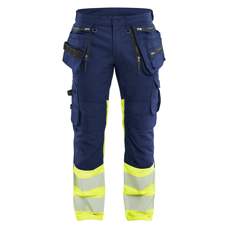Blaklader 1130 Hi-Vis Stretch Kneepad Trousers Navy/Yellow - Apparel & Accessories > Clothing > Uniforms > Contractor Pants & Coveralls HI-VIS TROUSERS