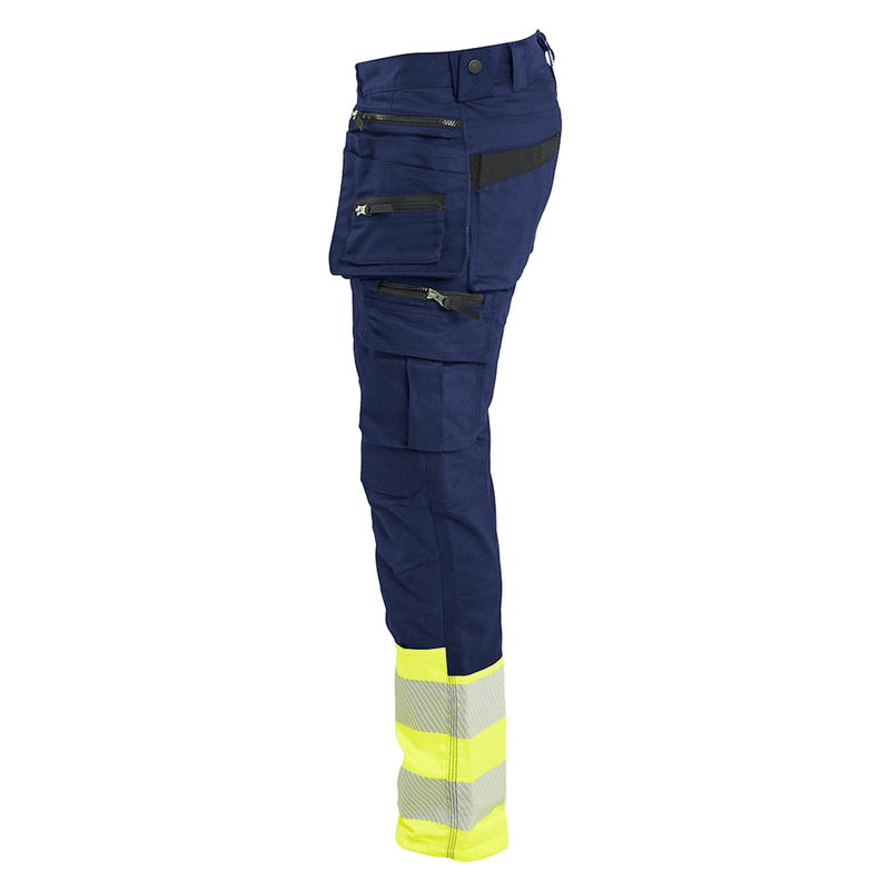 Blaklader 1130 Hi-Vis Stretch Kneepad Trousers Navy/Yellow - Apparel & Accessories > Clothing > Uniforms > Contractor Pants & Coveralls HI-VIS TROUSERS