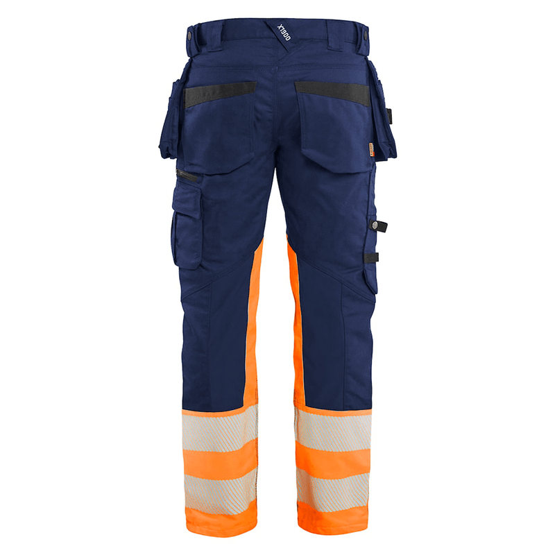 Blaklader 1130 Hi-Vis Stretch Kneepad Trousers Navy/Orange - Apparel & Accessories > Clothing > Uniforms > Contractor Pants & Coveralls HI-VIS TROUSERS