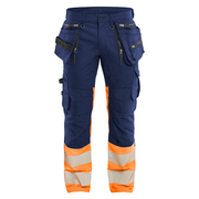Blaklader 1130 Hi-Vis Stretch Kneepad Trousers Navy/Orange - Apparel & Accessories > Clothing > Uniforms > Contractor Pants & Coveralls HI-VIS TROUSERS