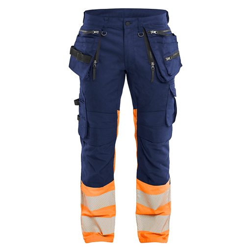 Blaklader 1130 Hi-Vis Stretch Kneepad Trousers Navy/Orange - Apparel & Accessories > Clothing > Uniforms > Contractor Pants & Coveralls HI-VIS TROUSERS