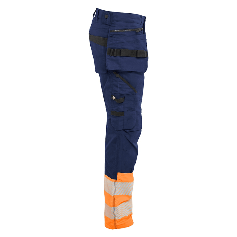 Blaklader 1130 Hi-Vis Stretch Kneepad Trousers Navy/Orange - Apparel & Accessories > Clothing > Uniforms > Contractor Pants & Coveralls HI-VIS TROUSERS
