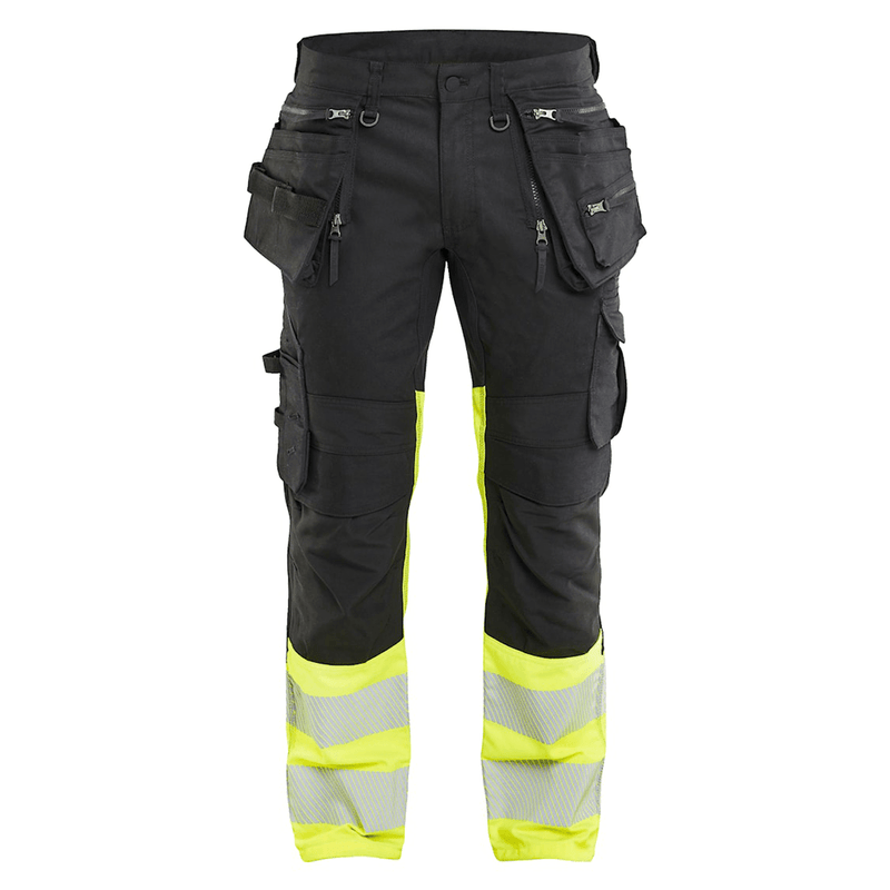 Blaklader 1130 Hi-Vis Stretch Kneepad Trousers Black/Yellow - Apparel & Accessories > Clothing > Uniforms > Contractor Pants & Coveralls HI-VIS TROUSERS