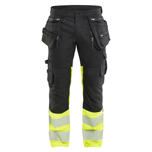 Blaklader 1130 Hi-Vis Stretch Kneepad Trousers Black/Yellow - Apparel & Accessories > Clothing > Uniforms > Contractor Pants & Coveralls HI-VIS TROUSERS