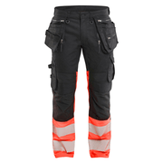 Blaklader 1130 Hi-Vis Stretch Kneepad Trousers Black/Red - Apparel & Accessories > Clothing > Uniforms > Contractor Pants & Coveralls HI-VIS TROUSERS