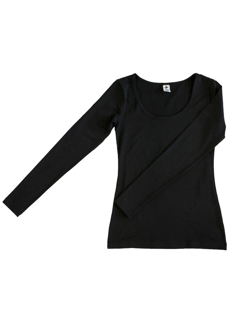Organic Cotton Womens Stretch Long Sleeve Work T-shirt White or Black - Sustainable Workwear Range