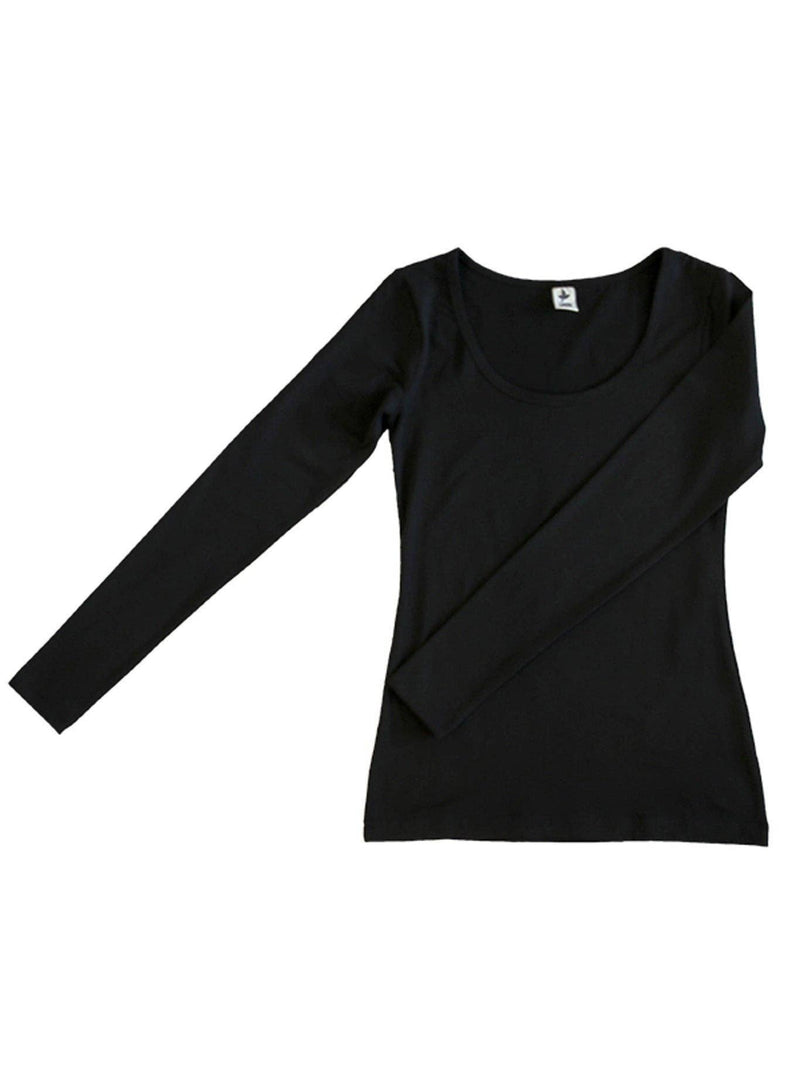Organic Cotton Womens Stretch Long Sleeve Work T-shirt White or Black - Sustainable Workwear Range