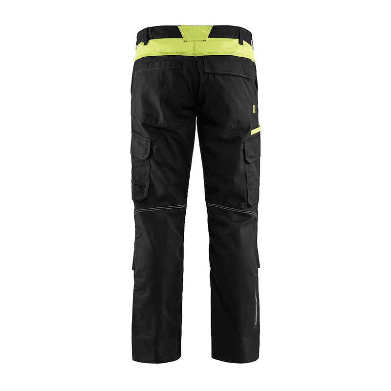 Blaklader 1444 Industry Stretch Trouser Black/Hi-Vis Yellow - CARGO & COMBAT TROUSERS