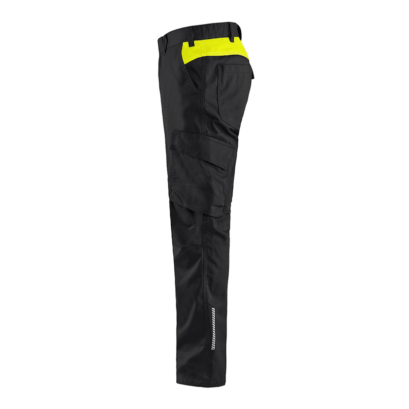 Blaklader 1444 Industry Stretch Trouser Black/Hi-Vis Yellow - CARGO & COMBAT TROUSERS