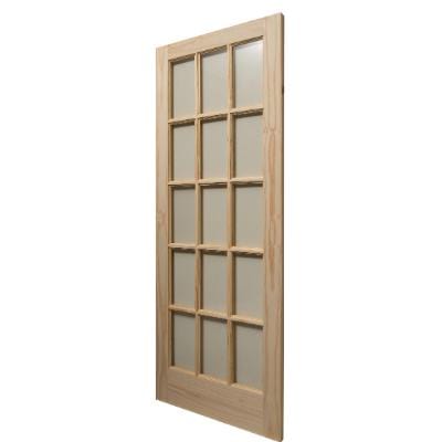 Knotty Pine Unfinished Internal Door - 15 Clear Glazed Light Panels - All Sizes - Doors