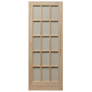 Knotty Pine Unfinished Internal Door - 15 Clear Glazed Light Panels - All Sizes - Doors
