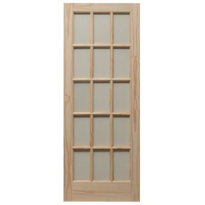 Knotty Pine Unfinished Internal Door - 15 Clear Glazed Light Panels - All Sizes - Doors