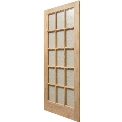 Knotty Pine Unfinished Internal Door - 15 Obscured Glazed Light Panels - All Sizes - Doors