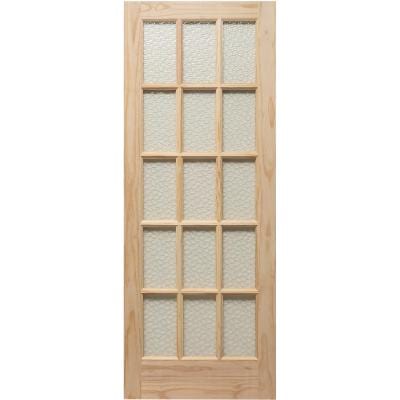 Knotty Pine Unfinished Internal Door - 15 Obscured Glazed Light Panels - All Sizes - Doors