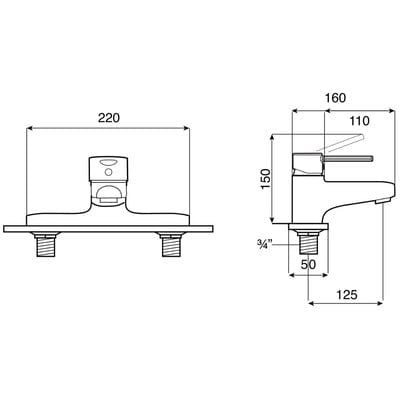Targa Chrome Deck Mounted Bath Filler Tap - Bathrooms