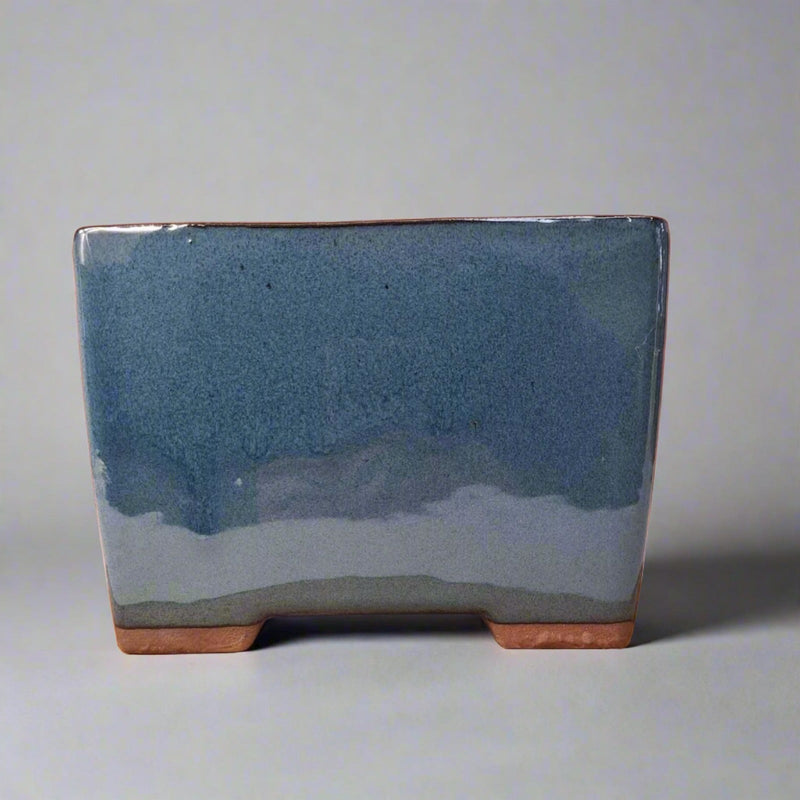 18cm Glazed Cascade Bonsai Pot | Square | 18cm x 18cm x 13cm | Blue