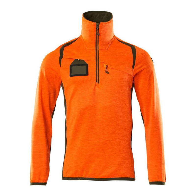 Mascot ACCELERATE SAFE 19303 Hi-Vis Fleece Jumper with Half-Zip - HI-VIS SWEATSHIRTS & HOODIES