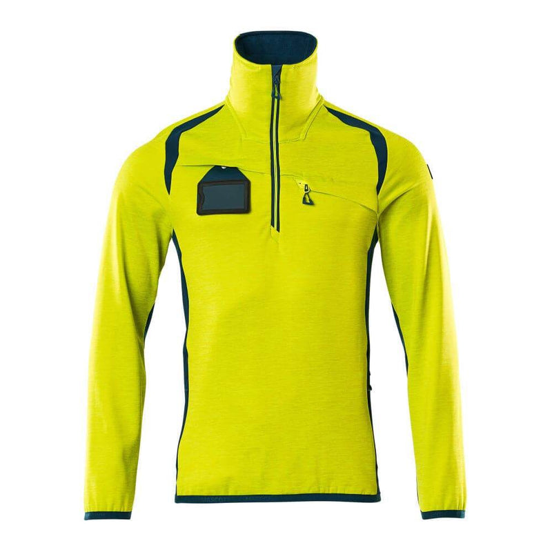 Mascot ACCELERATE SAFE 19303 Hi-Vis Fleece Jumper with Half-Zip - HI-VIS SWEATSHIRTS & HOODIES