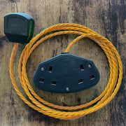 Coloured Fabric Decorative Extension Lead - Twisted Flex - Black Plug & Socket - Hardware > Power & Electrical Supplies > Extension Cords