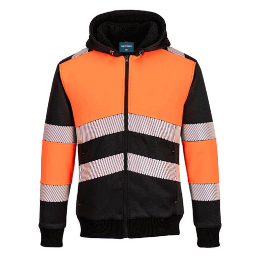 Portwest PW377 Hi-Vis Class 1 Fleece Lined Zip Hoodie - HI-VIS SWEATSHIRTS & HOODIES