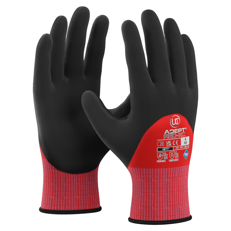 Adept KC Red Knuckle Coated NFT Gloves (10 Pack) - GENERAL HANDLING GLOVES