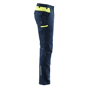 Blaklader 1448 Industry Stretch Kneepad Trousers Dark Navy Blue/Hi-Vis Yellow - KNEE PAD TROUSERS