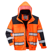 Portwest C466 Hi-Vis 3-in-1 Contrast Waterproof Bomber Jacket - HI-VIS JACKETS & COATS