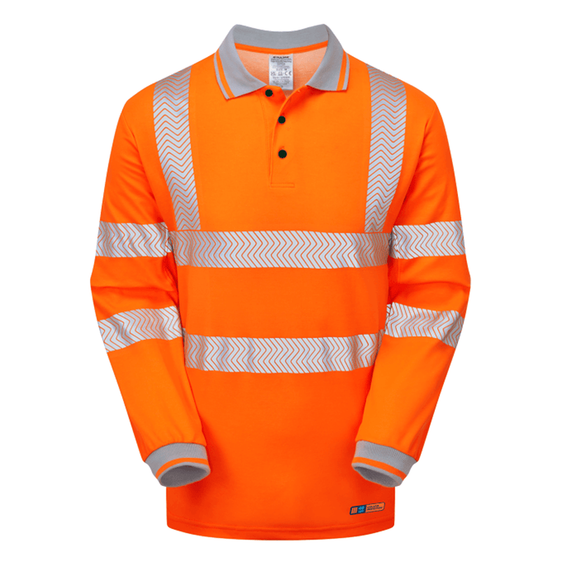 PULSAR LIFE LFE926 NB Hi-Vis Long Sleeve Orange Polo Shirt - HI-VIS T-SHIRTS