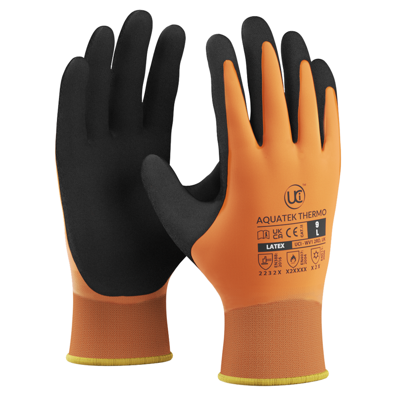 Aquatek Thermo Dual Coated Latex Gloves (10 Pack) - COLD PROTECTION GLOVES