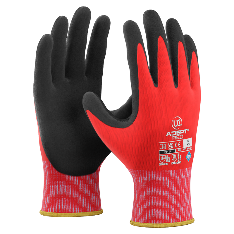 Adept Red NFT Palm Coated Gloves (10 Pack) - GENERAL HANDLING GLOVES