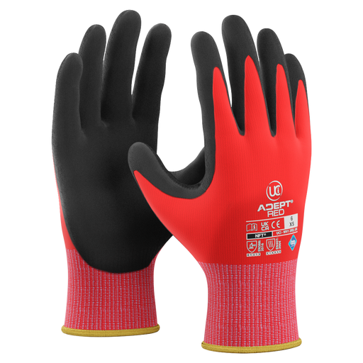 Adept Red NFT Palm Coated Gloves (10 Pack) - GENERAL HANDLING GLOVES