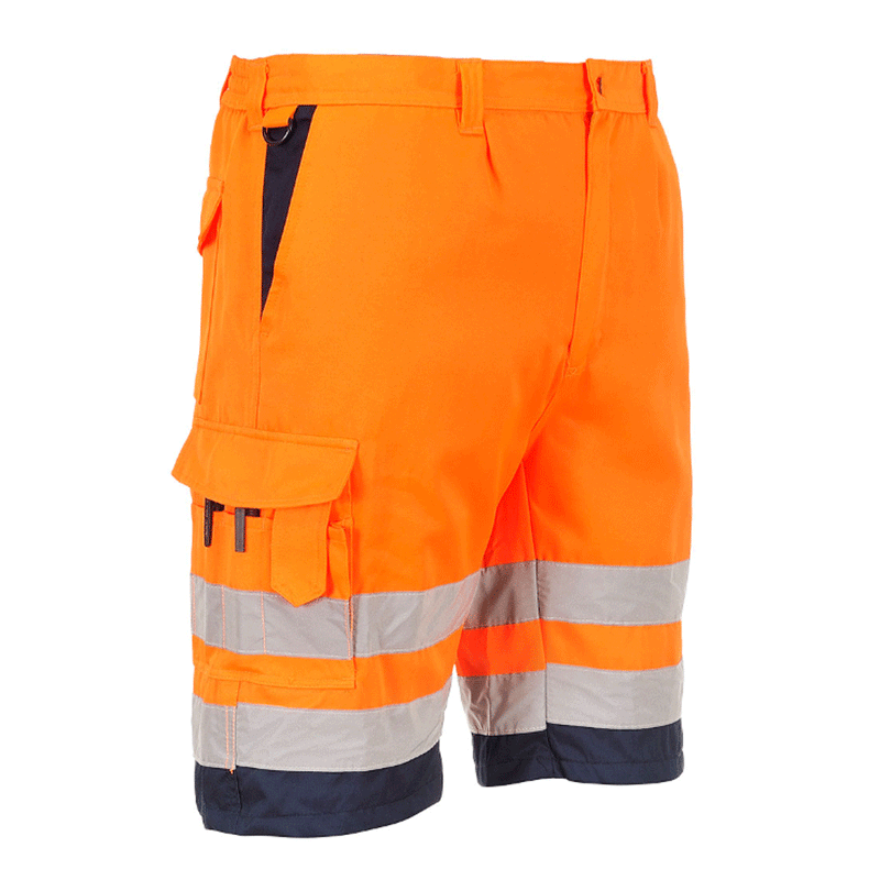 Portwest E043 Hi-Vis Contrast Shorts Orange/Navy 2XL - Apparel & Accessories > Clothing > Shorts > Cargo Shorts SALE HI-VIS SHORTS