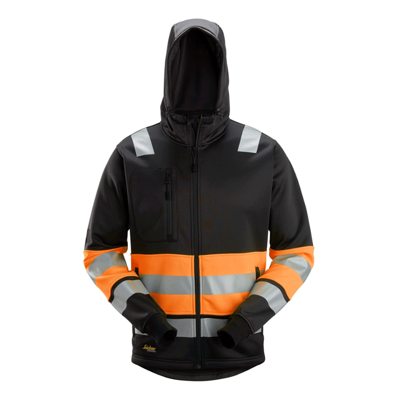 Snickers 8038 Hi-Vis Class 1 Full Zip Hoodie - HI-VIS SWEATSHIRTS & HOODIES