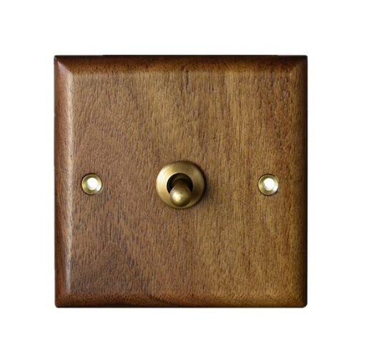 Caradok 1 Gang 2 Way Walnut Wood Toggle Switch - Toggle Switch