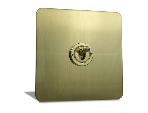 Caradok 1 Gang Screwless Intermediate Brushed Brass Toggle Switch - Hardware Caradok - Screwless Brushed Brass
