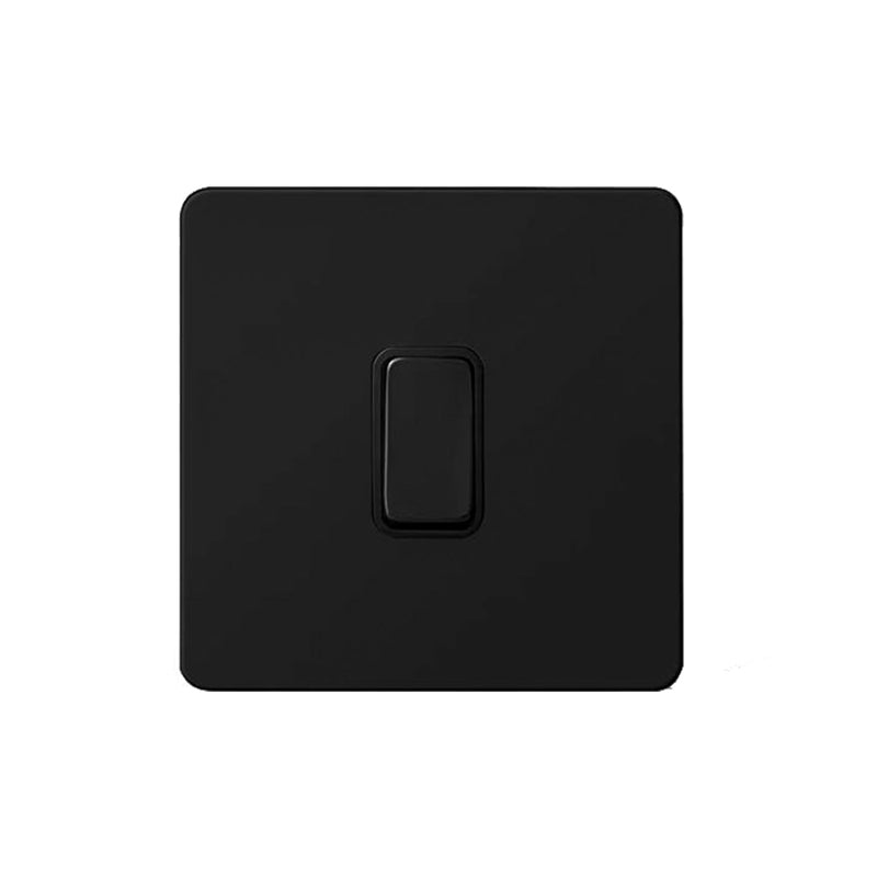 Caradok Matt Black Metal Screwless 1 Gang Light Switch - Black Inserts - Caradok - Screwless Matt Black