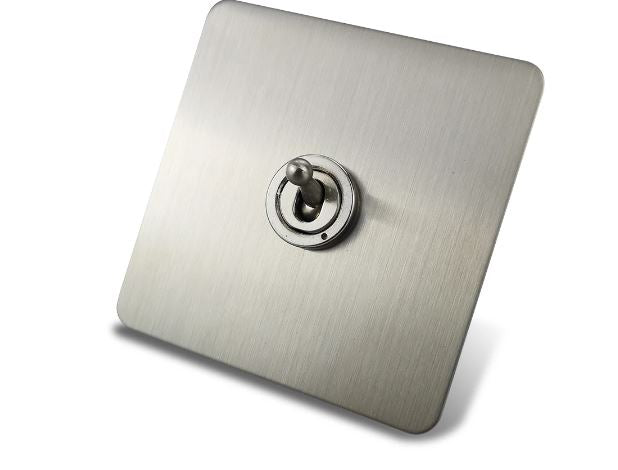 Caradok 1 Gang Screwless Brushed Steel Toggle Switch - Caradok - Screwless Brushed Steel