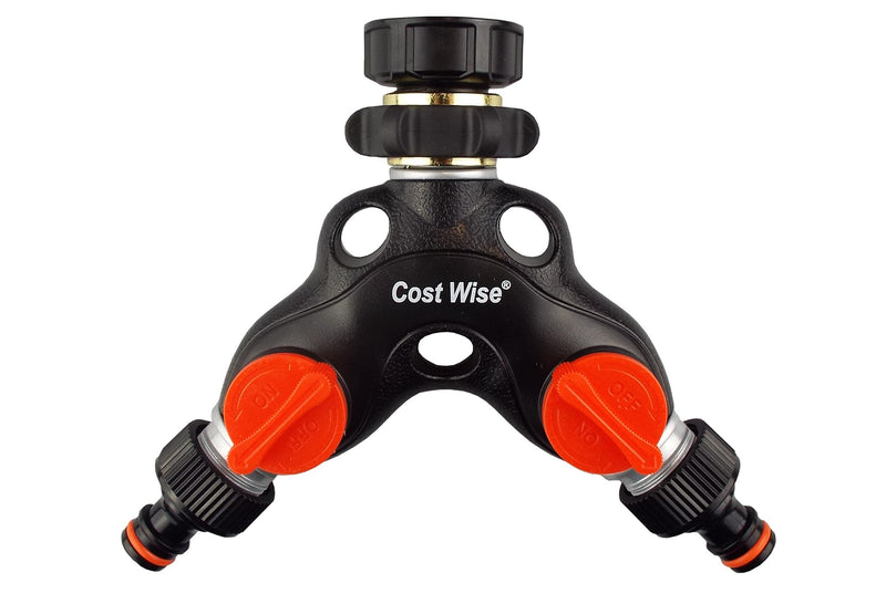 Double Tap Connector with Valves Metal - Home & Garden > Lawn & Garden Garden watering