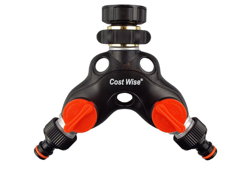 Double Tap Connector with Valves Metal - Home & Garden > Lawn & Garden Garden watering