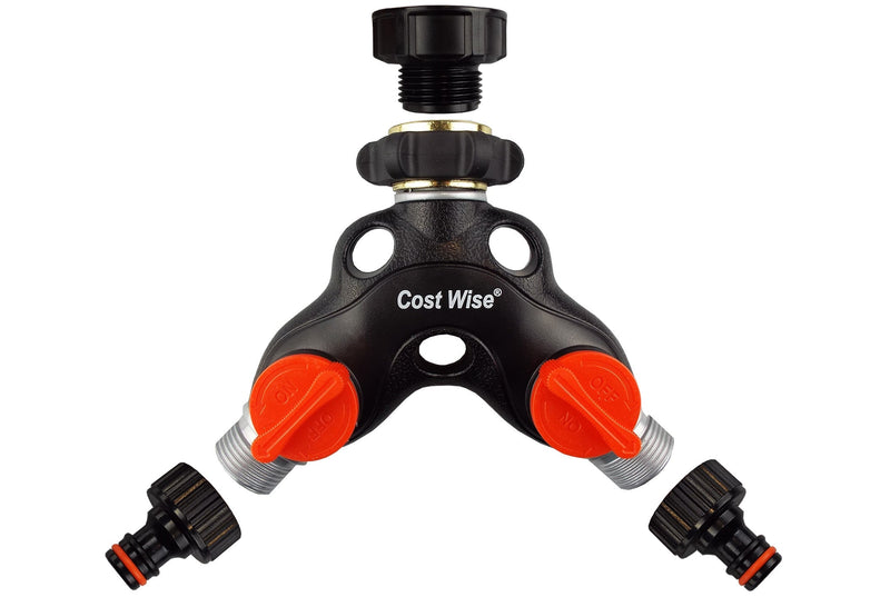 Double Tap Connector with Valves Metal - Home & Garden > Lawn & Garden Garden watering