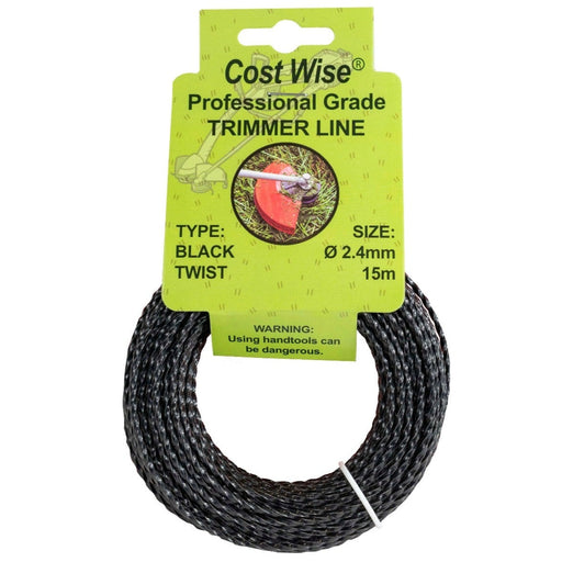 Strimmer Line Black Twist 2.4mm x 15m - Home & Garden > Lawn & Garden > Outdoor Power Equipment Accessories > Weed Trimmer Accessories > Weed Trimmer Blades & Spools > Weed Trimmer Spools Garden tools & Accesories