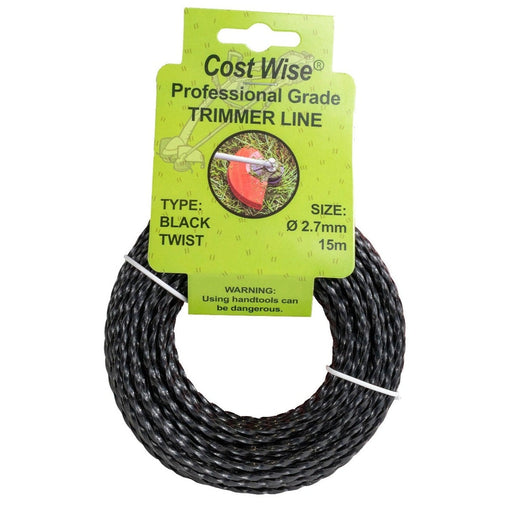 Strimmer Line Black Twist 2.7mm x 15m - Home & Garden > Lawn & Garden > Outdoor Power Equipment Accessories > Weed Trimmer Accessories > Weed Trimmer Blades & Spools > Weed Trimmer Spools Garden tools & Accesories