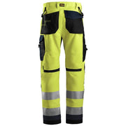 Snickers 6331 AllroundWork Hi-Vis Work Trousers+ Class 2 Hi-Vis Yellow - HI-VIS TROUSERS