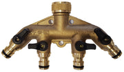 4-Way Manifold with Valves & Snap-On Outlets Brass - Home & Garden > Lawn & Garden Garden watering
