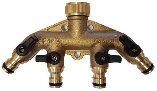 4-Way Manifold with Valves & Snap-On Outlets Brass - Home & Garden > Lawn & Garden Garden watering