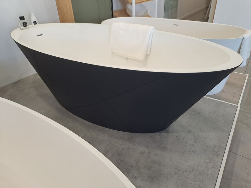 Acquabella Opal Quiz White Interior Black Exterior Freestanding Bath Nationwide Delivery - Hardware > Plumbing > Plumbing Fixtures > Bathroom Suites