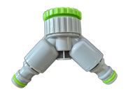 2-Way Tap Connector With Valves 1" or 3/4" BSP Female, Green/Gray - Home & Garden > Lawn & Garden Garden watering